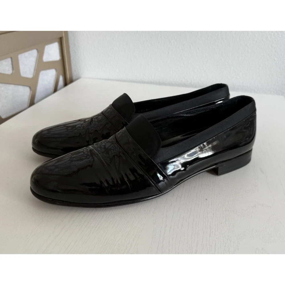 Mezlan Mirage Tuxedo Dress Loafers Shoes Black Mens Size 11.5 B Patent Leather